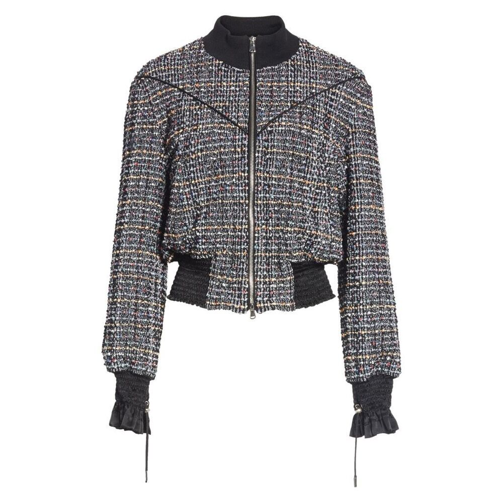 3.1 Phillip Lim Runway Tweed Bomber Jacket with Ruffle Cuffs | Size 10